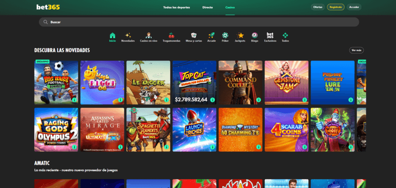 Bet365-Casino-Homepage Página de casino de Bet365